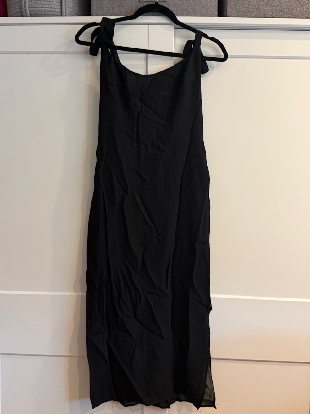 Reformation Black Tie-Shoulder Midi Dress